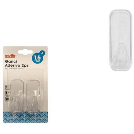 Trade Shop - Set 2 Pz Ganci Appendini Da Parete Adesive Casa Bagno