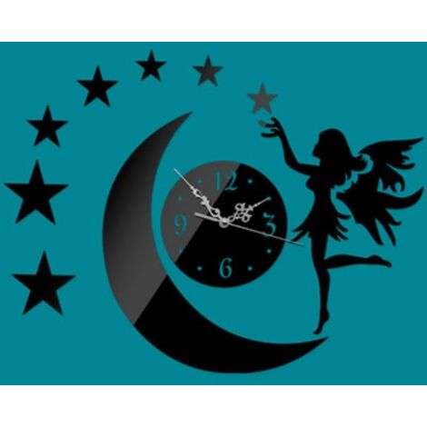 Trade Shop - Orologi Da Parete Adesivo Orologio Moderno Per Bambina Con  Fata Luna Effetto Specchio