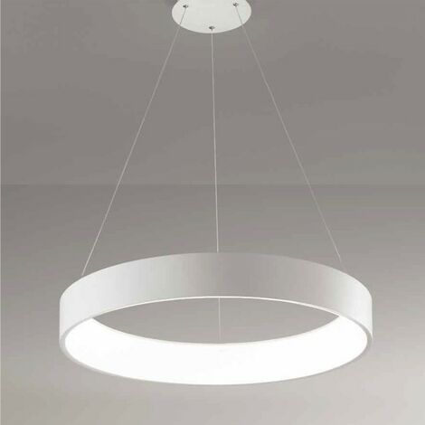 Trade Shop - Lampadario Lampada Anello Argento 45cm Luce Led Soffitto  Sospensione Pendente