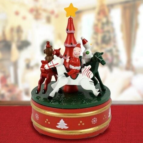 Trade Shop - Carillon Natalizio Giostra Di Natale In Legno Decorazioni  Natalizie 14 X 21 Cm