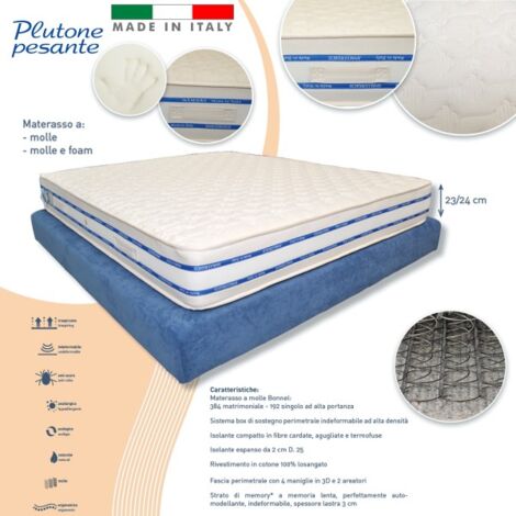 Trade Shop - Materasso 1 Piazza E Mezza 120x190 Alto 24 Cm A Molle E Memory  Foam Ortopedico