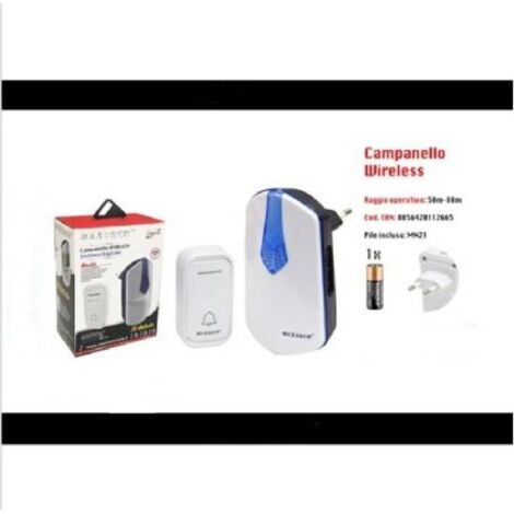 Trade Shop - Campanello Wireless Con Spina Wifi Raggio 80m A Led Senza Fili  Maxtech Camp-01