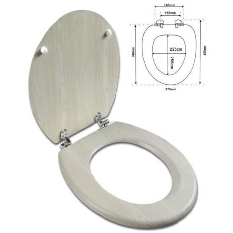 Trade Shop - Copriwater Universale In Legno Mdf Resistente Con Stampa Legno  Beige Cerniere Wc 3,5