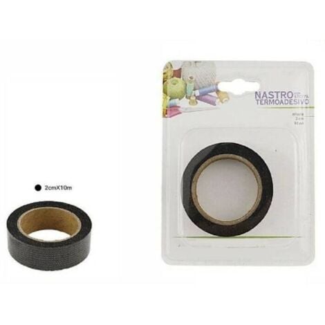 Trade Shop - Rotolo Nastro Adesivo Per Stoffa Tessuti Termoadesivo Nero 20  Mm X 10 Mt