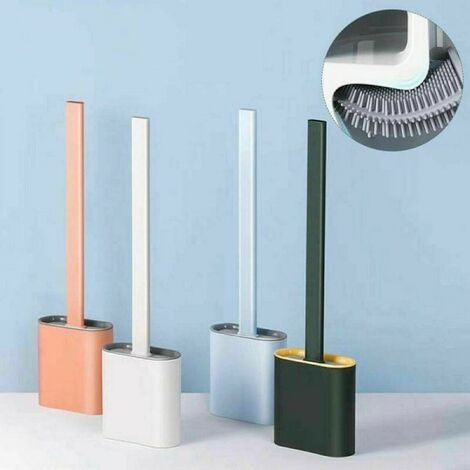 Set di scopino per wc riutilizzabile detergente a parete con supporto  spazzola in Silicone TPR per strumenti per la pulizia degli angoli  accessori per il bagno - AliExpress
