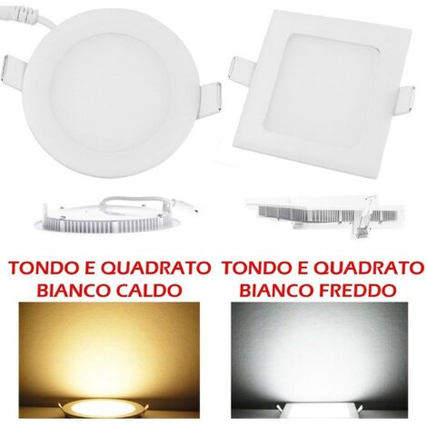 Trade Shop - Kit 10 Plafoniere Faretti Led Tondo O Quadrato Da Incasso Con  Alette 6w -bianco