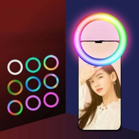 Trade Shop - Anello Luminoso A Led Per Selfie Rgb Multicolore Light Ring  Ricaricabile