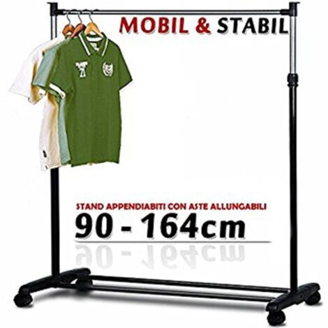 STAND APPENDIABITI ALLUNGABILE TELESCOPICO SINGOLO CON RUOTE 70 - 160 CM