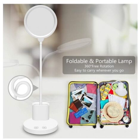 Trade Shop - Lampada Tavolo Flesibile Led Ricaricabile Portacellulare  Dimmerabile 10w Ls-td01