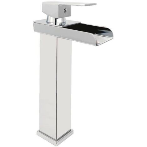 Trade Shop - Rubinetto Bagno Design Moderno A Cascata Miscelatore  Monocomando Alto Cromato