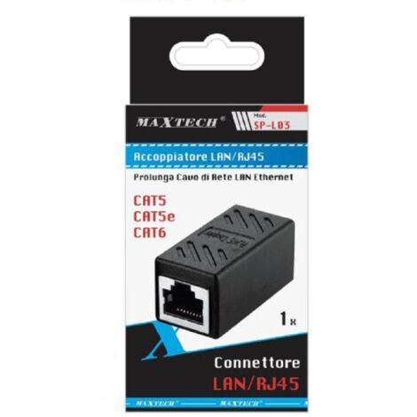 Trade Shop - Accoppiatore Connettore Rete Lan/rj45 Ethernet Cat5/cat5e/cat6  Adattatore Sp-l03