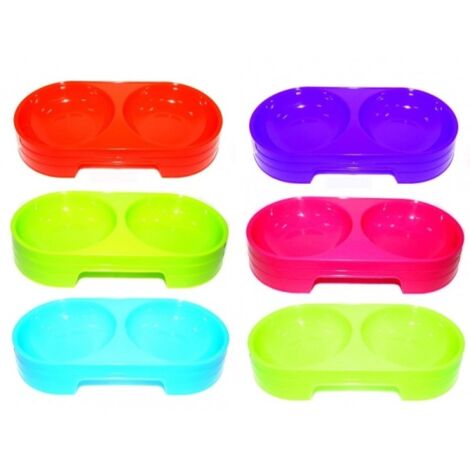 Trade Shop - Ciotola 2 Vaschette Plastica 28x13,5x6,5 Cm Per Cocker Cane  Gatto Animali Domestici Mangiatoia Cibo Acqua