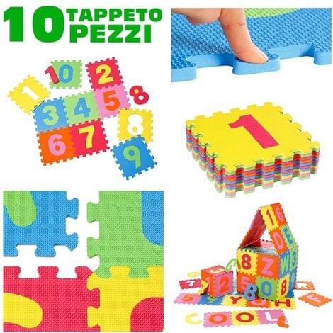 Trade Shop - Tappeto Per Bambini Da Pavimento 10 Pz Puzzle Neonato
