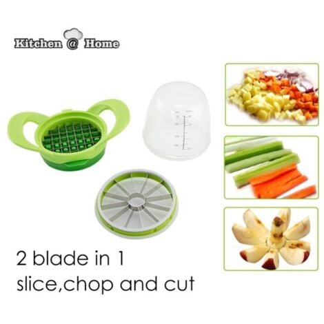 Trade Shop - Affetta Verdure Chopper Trita Sminuzza Frutta Con Recipiente  In Vetro Slice Dice