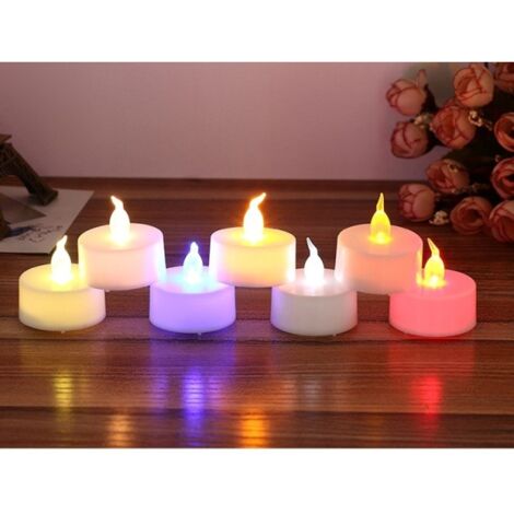 Trade Shop - Set Candele Candeline A Batteria Tea Light A Led Multicolore  Rgb Effetto Fiamma