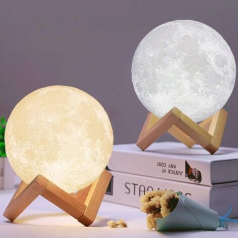 Trade Shop - Lampada Led 3d A Forma Di Luna Usb Luna Luce Regolabile  Notturna Con Filo