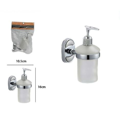 Trade Shop - Dispenser Porta Sapone Liquido Vetro Satinato Fissaggio Parete  Bagno Ovale 52011