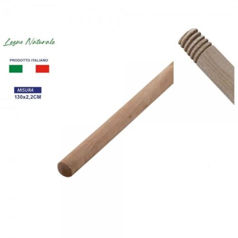 Trade Shop - Bastone Manico In Legno Naturale Per Scopa Pulizia Casa  Lunghezza 130 Cm