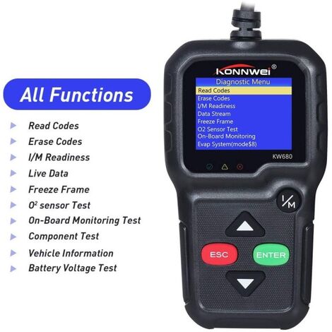 Trade Shop - Lettore Obd Konnwei Kw680 Scanner Codici Auto Diagnostica  Tester Analisi Obd2ii