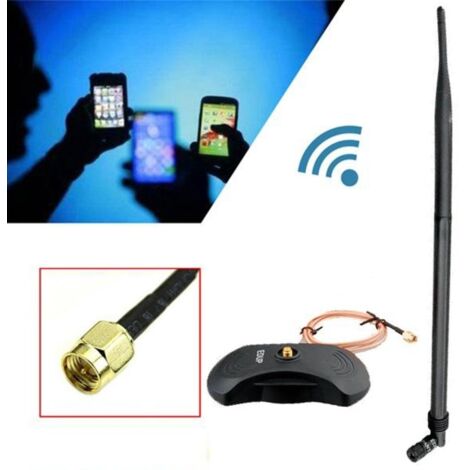 Trade Shop - Antenna Wifi Wireless Omnidirezionale 28dbi Attacco Rp-sma  2.4ghz Base Magnetica