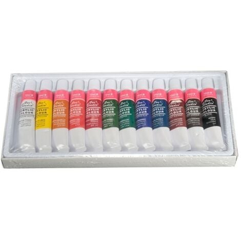 Trade Shop - Set 12 Colori A Tempera Con 3 Pennelli Kit Da Disegno Pittura  Artistica Scuola