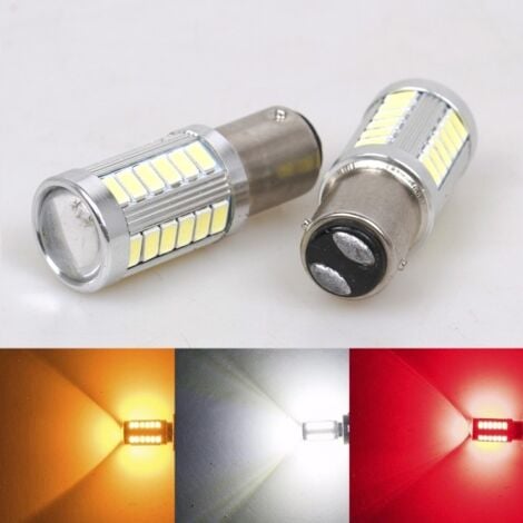 Trade Shop - 2 Lampadine Luce Posizione Luci Posteriori Stop Bay15d 33 Led  Smd 12 - 24 Volt