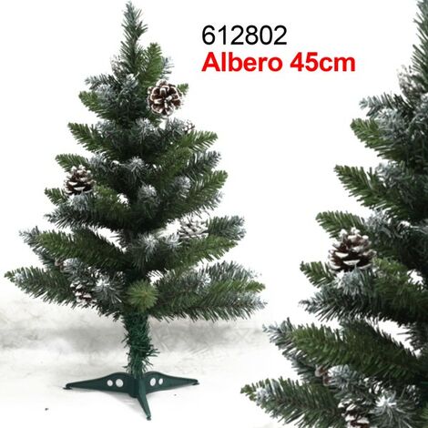 Trade Shop - Albero Di Natale 45 Cm Verde Effetto Innevato Con Pigne  Decorazioni Addobbi