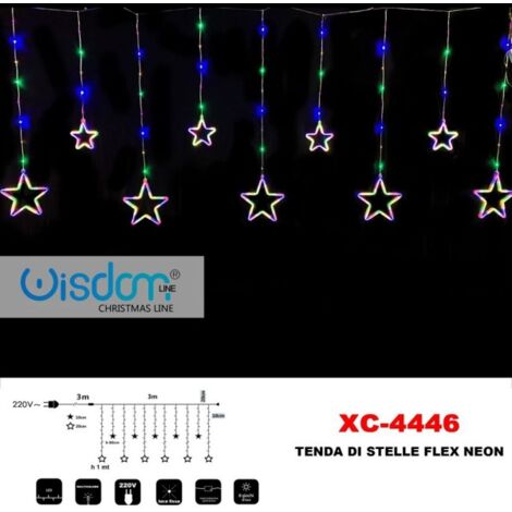 TENDA LUMINOSA 300LED LUCE CALDA CAVO TRASPARENTE 8 GIOCHI LUCE XC4831