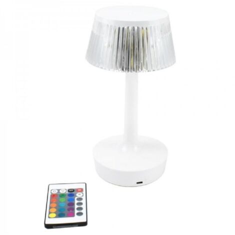 Trade Shop - Lampada Da Tavolo In Cristallo Decorativa Con Led Rgb Touch  Bianco 5v Q-tl153