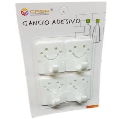 Trade Shop - Barra 6 Ganci Acciaio Cuore Adesiva Appendini Plastica Appendi  Tutto Cucina