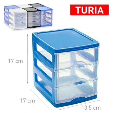 Trade Shop - Cassettiera Turia In Plastica 3 Cassetti 13.5x17x17cm In Vari  Colori 11224g9