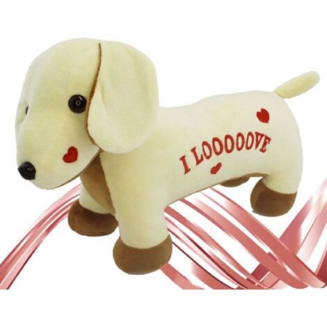 Peluche cane con cuore h.22cm.