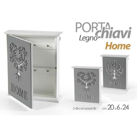 Trade Shop - Porta Chiavi Parete 20x6x24cm Legno Decoro Home