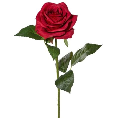 Trade Shop - Rosa Finta Artificiale Con Ramo Da 50cm Rose Rosse