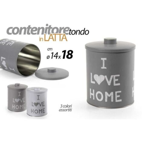 CONTENITORE LATTA ERMETICA CUCINA TONDA COLORI ASS I LOVE HOME 11X20CM