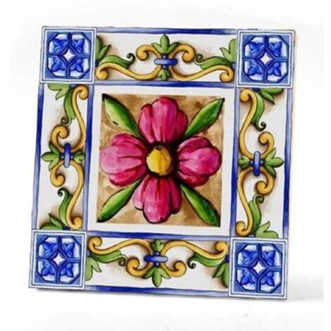 Trade Shop - Piastrella Ornamentale Ceramica 11x11 Cm Terra E Sole 9 Decori  Assortiti 825637
