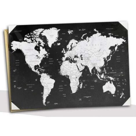 Quadro Da Parete Tela Su Legno Decoro Mondo World Mappa 50*70*1