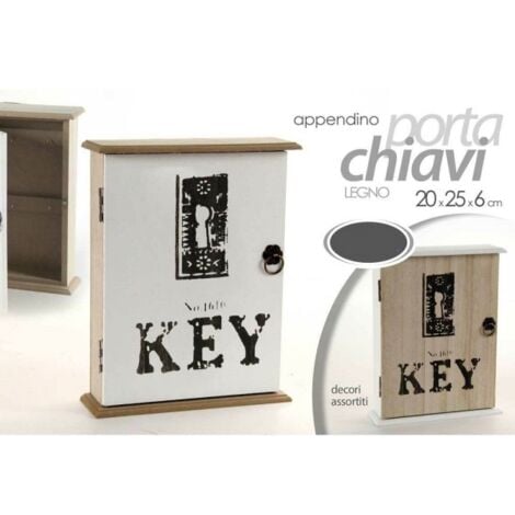 Trade Shop - Porta Chiavi Parete 20x6x24cm Legno Decoro Home Moderno Decori  Assortiti 818585