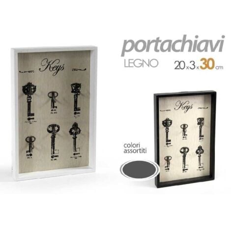 Trade Shop - Bacheca Portachiavi Da Parete Legno Appendino Keys 20x3x30 Cm  Vari Colori 813474