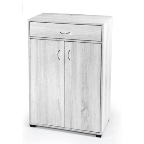 Trade Shop - Mobile Scarpiera Armadio 2 Ante Cassetto 5 Ripiani Legno  Bianco 95x63x33cm 770937