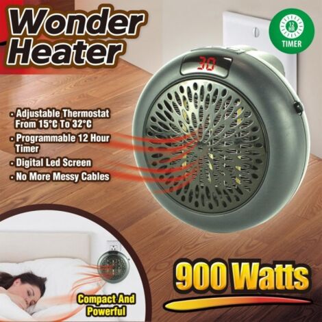 Trade Shop - Stufa Elettrica Portatile 900w Wonder Heater Portatile  Regolabile Da 15° A 32°