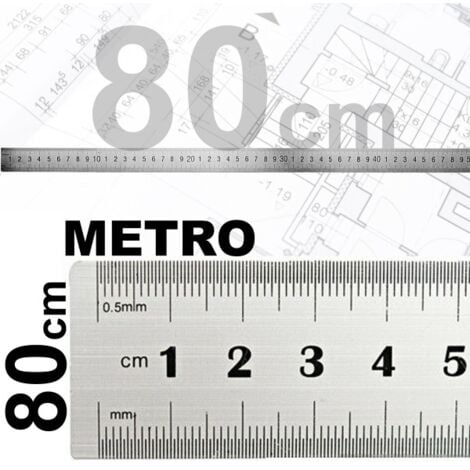 Trade Shop - Righello Metro 1mm A 80cm Metallo Acciaio Riga Multifunzione  Segnatura Cm Inch