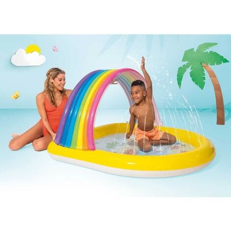 Trade Shop - Piscina Gonfiabile Baby 2+anni Arcobaleno 147x130x86cm Con  Spruzzi Parasole 57156