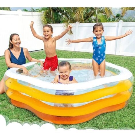 Trade Shop - Piscina Gonfiabile A Forma Di Stella 3 Anelli Bambini  185x180x53 Cm Estate 56495