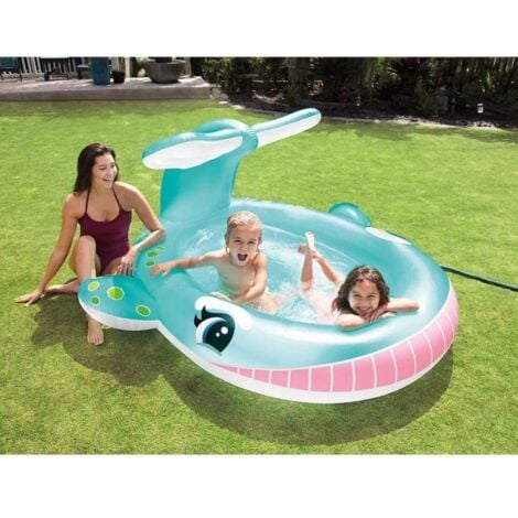 Trade Shop - Piscina Gonfiabile Per Bambini Coccodrillo Con Spruzzo 198 X  160 X 91 Cm Giochi