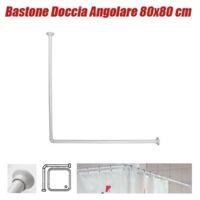 Trade Shop - Telaio Tenda Tende Bastone Asta Doccia E Vasca Da Bagno Colore  Bianco 80 X