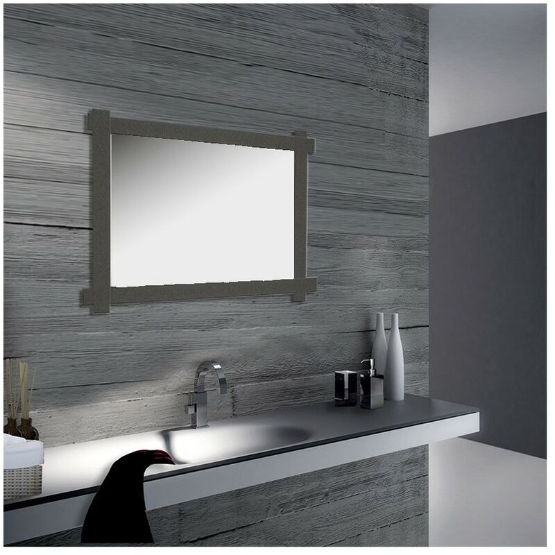 Cowboy - specchio bagno con cornice antracite in metallo 60x80cm reversibile