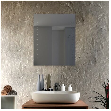 Woolly - specchio bagno con luce integrata, dimensioni 60 x 80 cm