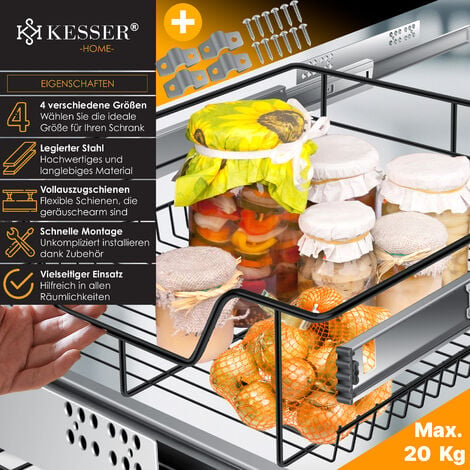 Kesser® Cajón telescópico Cajón de cocina Armario de cocina Cesta extraíble  Armario extraíble Extracción total