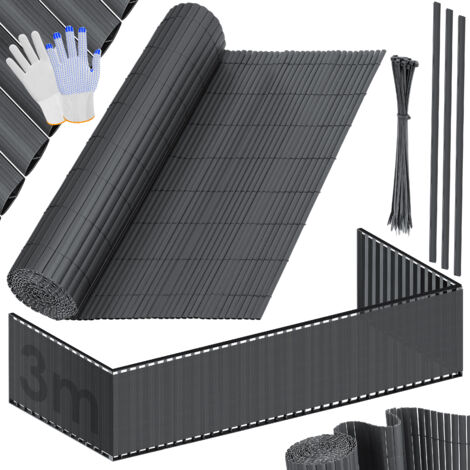 KESSER® PVC valla de ocultación valla de ocultación paneles para balcón cortavientos resistente a la intemperie lamas reforzadas para jardín balcón terraza exterior negro / 100 x 300 cm